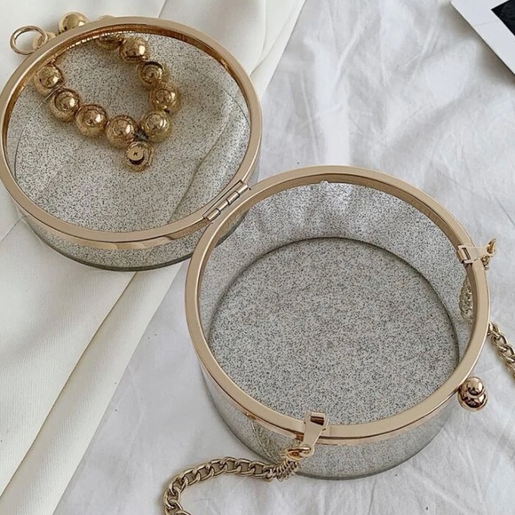 Clear Acrylic Box Clutch With Beaded Handle - Picture 4 of 4